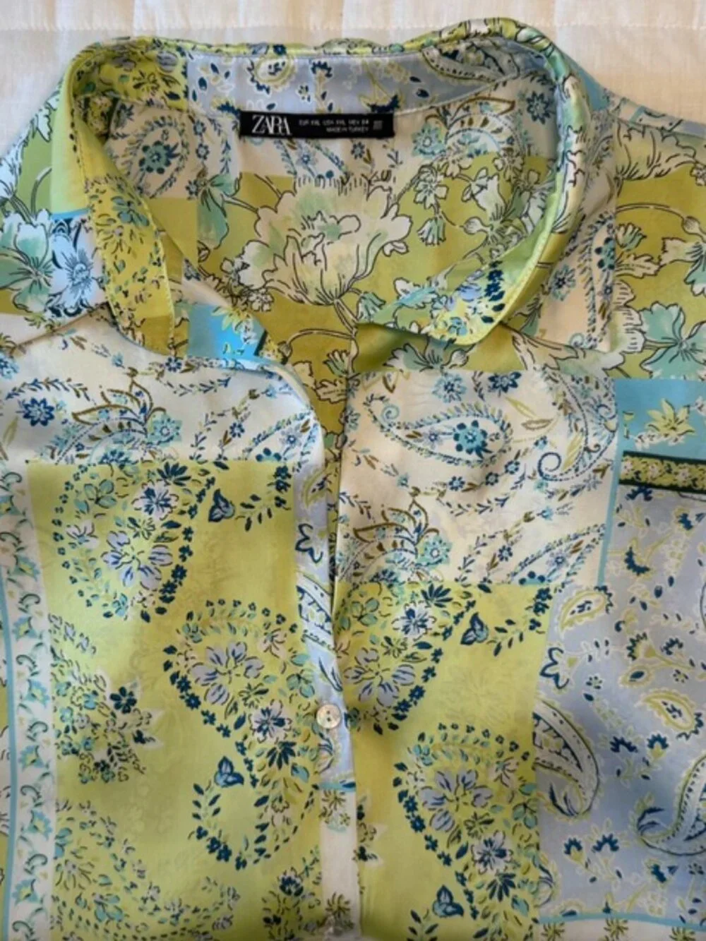 Zara Paisley Patchwork Button up Blouse - XXL - Picture 5 of 6